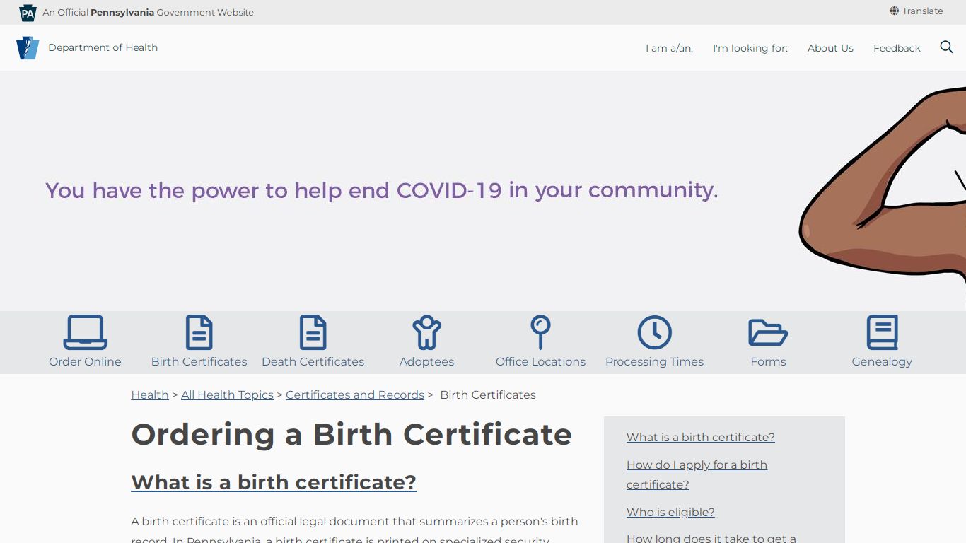 Birth Certificates - Department of Health